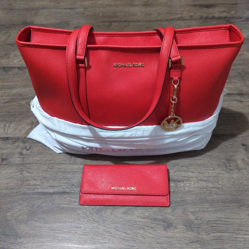 Michael Kors "Dark Sangria" Large Bag and Wallet